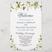 Elfenwit Rozen Bloemige Huwelijksceremonie Program (Voorkant)