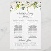 Elfenwit Rozen Bloemige Huwelijksceremonie Program (Achterkant)