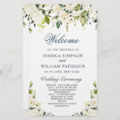 Elfenwit Rozen Bloemige Huwelijksceremonie Program (Voorkant / Achterkant)