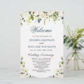 Elfenwit Rozen Bloemige Huwelijksceremonie Program (Staand voorkant)