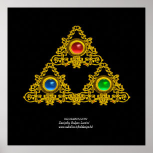 ELFIC TALISMAN / GOLD TRIANGEMENT MET GEMSTONES POSTER