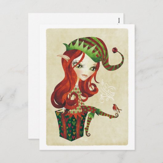 Elfie Kerstgroet Briefkaarten (Voorkant / Achterkant)