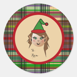 Elfie met ronde vormgeving backgroud ontwerp sticker