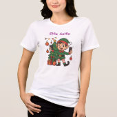 Elfie Selfie Dames Kerst T-Shirt – Schattige Chris (Voorkant)