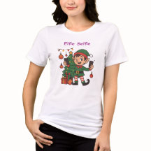 Elfie Selfie Dames Kerst T-Shirt – Schattige Chris
