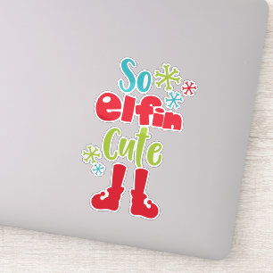 Elfin Cute, Elf Shoes, Snowflakes, Kerstmis Sticker