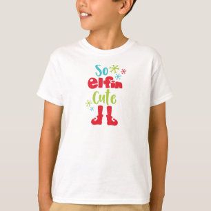 Elfin Cute, Elf Shoes, Snowflakes, Kerstmis T-shirt