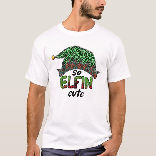 Elfin Cute Merry Kerstmis Elf Green Leopard Ho T-shirt (Voorkant)