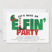 Elfin Feest - Grappige Kerstfeest Uitnodiging (Voorkant)