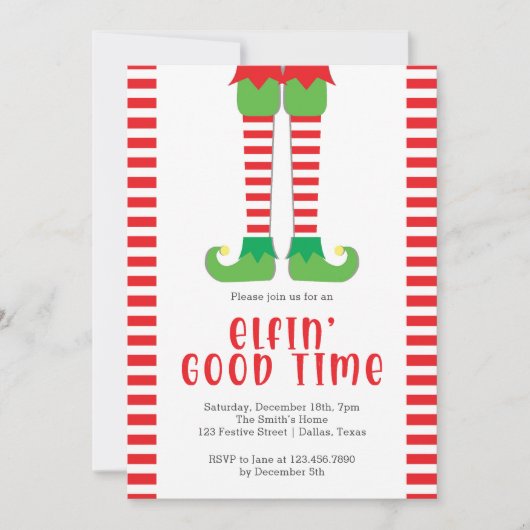 Elfin Good Time Elf Legs Kerstfeest Kaart (Voorkant)