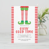 Elfin Good Time Elf Legs Kerstfeest Kaart (Staand voorkant)
