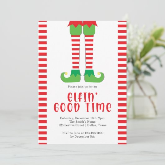 Elfin Good Time Elf Legs Kerstfeest Kaart (Staand voorkant)
