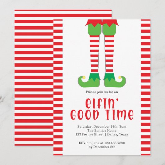 Elfin Good Time Elf Legs Kerstfeest Kaart (Voorkant / Achterkant)