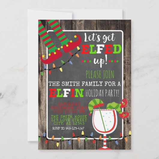 Elfin Kerstfeestdag: Uitnodiging (Voorkant)