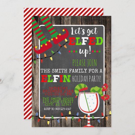 Elfin Kerstfeestdag: Uitnodiging (Voorkant / Achterkant)