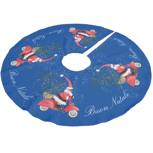 Elfin Santa Claus op zijn scooter Kerstboom Rok (Gekanteld)