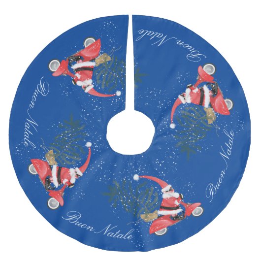 Elfin Santa Claus op zijn scooter Kerstboom Rok (Voorkant)