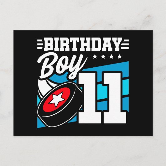 Elfjarig feestje thema ijshockey elfde verjaardag  briefkaart (Voorkant)