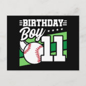 Elfjarig Thema Feestje Honkbal Elfde Verjaardag Jo Briefkaart (Voorkant)