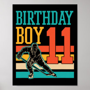 Elfjarige ijshockey thema elfde verjaardagsfeestje poster