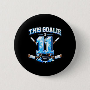 Elfjarige verjaardag ijshockey doelman ronde button 5,7 cm