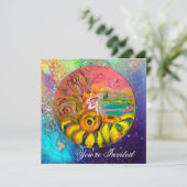 ELFJE VAN DE ZONNEBLOEMEN geel blauw roze glans Kaart (Staand voorkant)