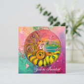 ELFJE VAN DE ZONNEBLOEMEN geel groen roze glans Kaart (Staand voorkant)