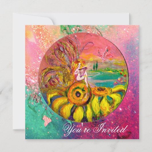 ELFJE VAN DE ZONNEBLOEMEN geel groen roze glans Kaart (Voorkant)