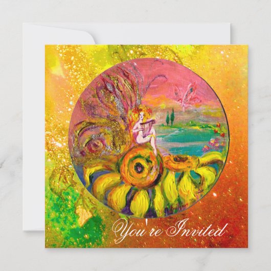 ELFJE VAN DE ZONNEBLOEMEN geel oranje roze glinste Kaart (Voorkant)