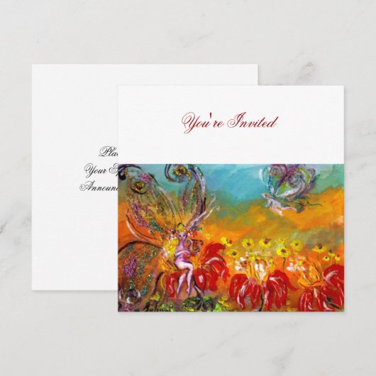 ELFJE VAN ROOIE BLOEMEN Bloemrijke Fantasie Zomerf Kaart (Voorkant / Achterkant)