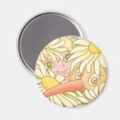 Elfleda en Kiwi in de madeliefmagneet Magneet (Voorkant / Achterkant)