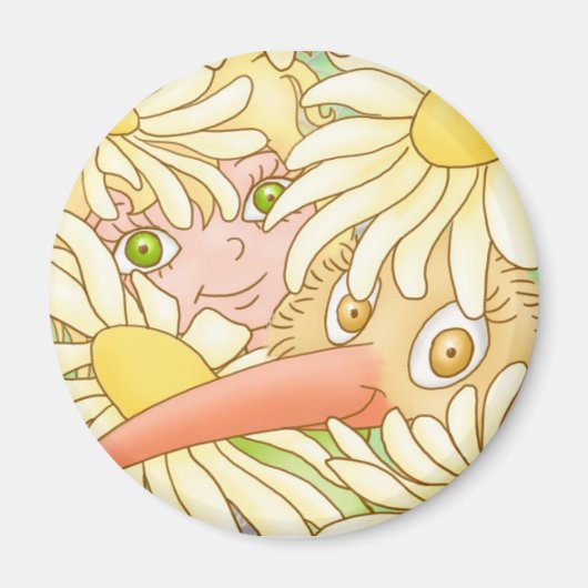 Elfleda en Kiwi in de madeliefmagneet Magneet (Voorkant)