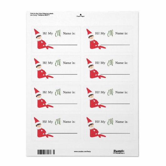 Elfnaam Schrijfbare naam Tag Etiket (Full Sheet)