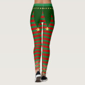 Elfo Navideño - Disfraz con Cinturón y Rayas  Leggings (Achterkant)