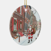 Elfreth's Alley in Philly at Christmas  Keramisch Ornament (Rechts)
