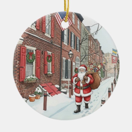 Elfreth's Alley in Philly at Christmas  Keramisch Ornament (Voorkant)