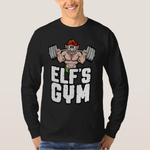 Elf's Gym Squat Leg Day Bodybuilder kerstwerk T-shirt