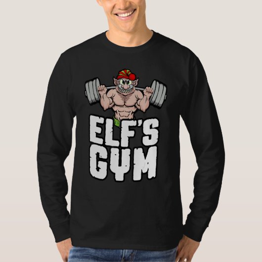 Elf's Gym Squat Leg Day Bodybuilder kerstwerk T-shirt (Voorkant)