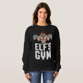 Elf's Gym Squat Leg Day Bodybuilder kerstwerk Trui (Voorkant volledig)