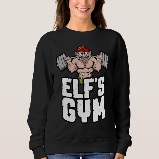 Elf's Gym Squat Leg Day Bodybuilder kerstwerk Trui (Voorkant)