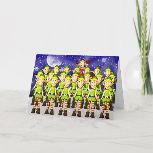 Elfs kerstkaart voor de familie feestdagen kaart (Voorkant)