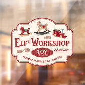 Elf's workshop Kerst vintage Raamsticker (Vel 2)