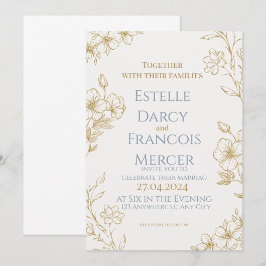 Elgant customizable wedding invitation bedankkaart (Voorkant / Achterkant)