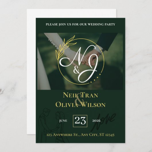 Elgant Customizable wedding invitation Bedankkaart (Voorkant / Achterkant)