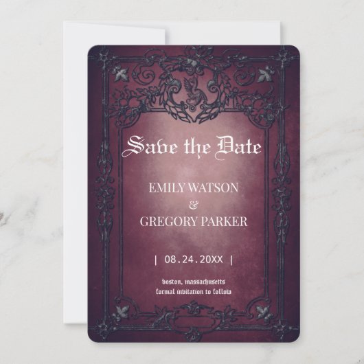 Elgant Gothic Blauwgroen Rust ingelijst Save the D Date (Voorkant)