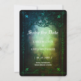 Elgant Gothic Blauwgroen Rust ingelijst Save the D Save The Date