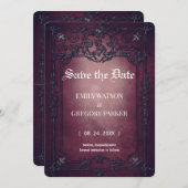 Elgant Gothic Blauwgroen Rust ingelijst Save the D Save The Date (Voorkant / Achterkant)
