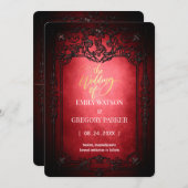 Elgant Gothic Blauwgroen Rust Red ingelijst Save t Save The Date (Voorkant / Achterkant)