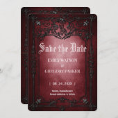 Elgant Gothic Blauwgroen Rust Red ingelijst Save t Save The Date (Voorkant / Achterkant)