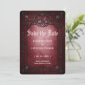 Elgant Gothic Blauwgroen Rust Red ingelijst Save t Save The Date (Staand voorkant)